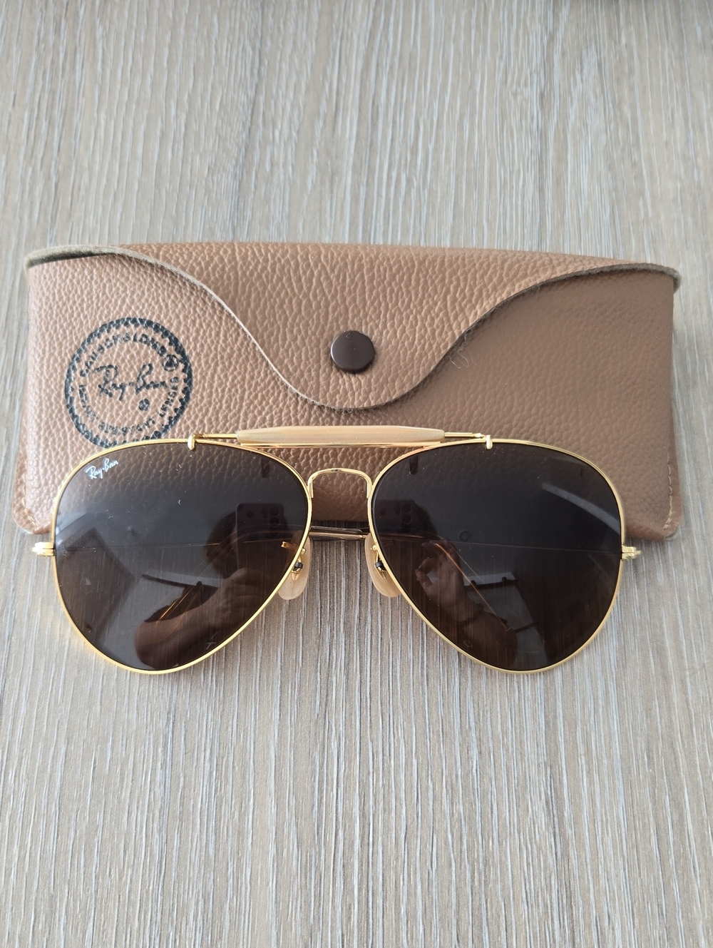 Ray-Ban Gold Frame Sunglasses with Brown Lenses